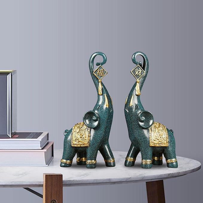 Estatuetas Elefantes Prosperidade 2 Peças - Home Premium Brasil