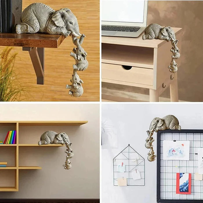 Estatuetas Família Elefante 3 Peças - Home Premium Brasil