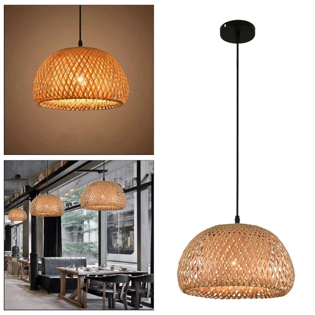 Luminária Pendente Bambu Rattan Loom - Home Premium Brasil