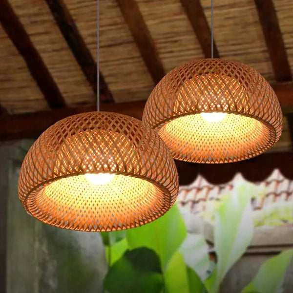 Luminária Pendente Bambu Rattan Loom - Home Premium Brasil