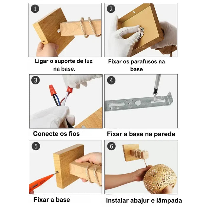 Arandela de Parede em Bambu Natural - Home Premium Brasil