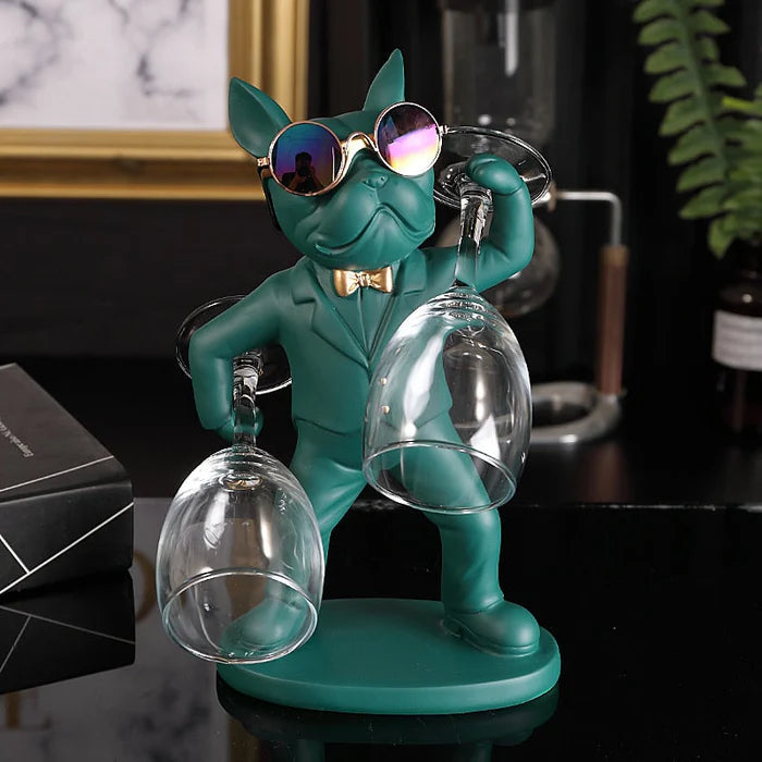 Escultura Decorativa BullDog Mordomo Suporte de Taças - Home Premium Brasil