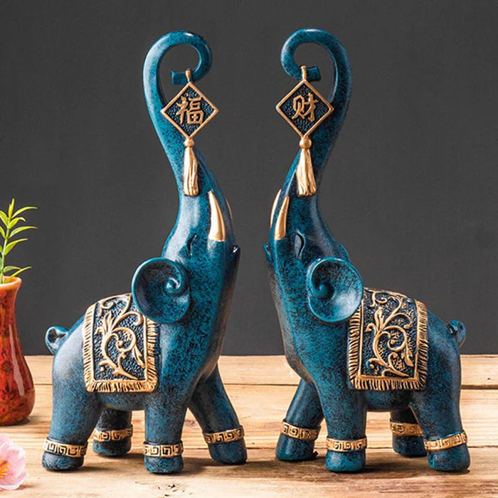 Estatuetas Elefantes Prosperidade 2 Peças - Home Premium Brasil