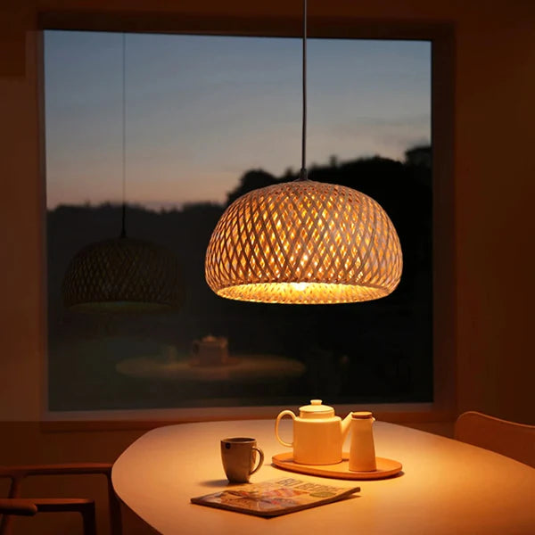 Luminária Pendente Bambu Rattan Loom - Home Premium Brasil