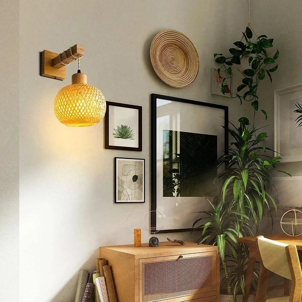 Arandela de Parede em Bambu Natural - Home Premium Brasil