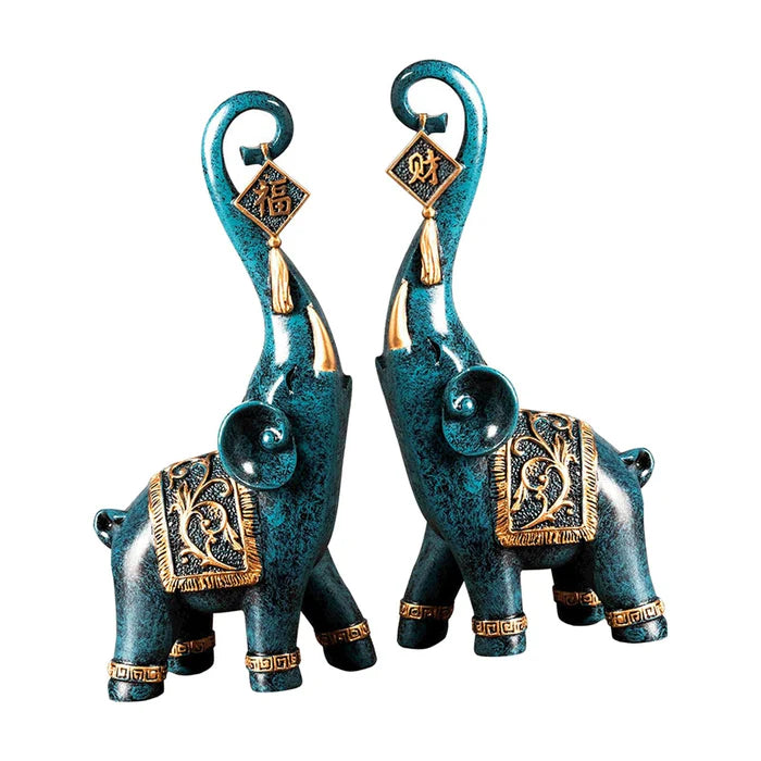 Estatuetas Elefantes Prosperidade 2 Peças - Home Premium Brasil