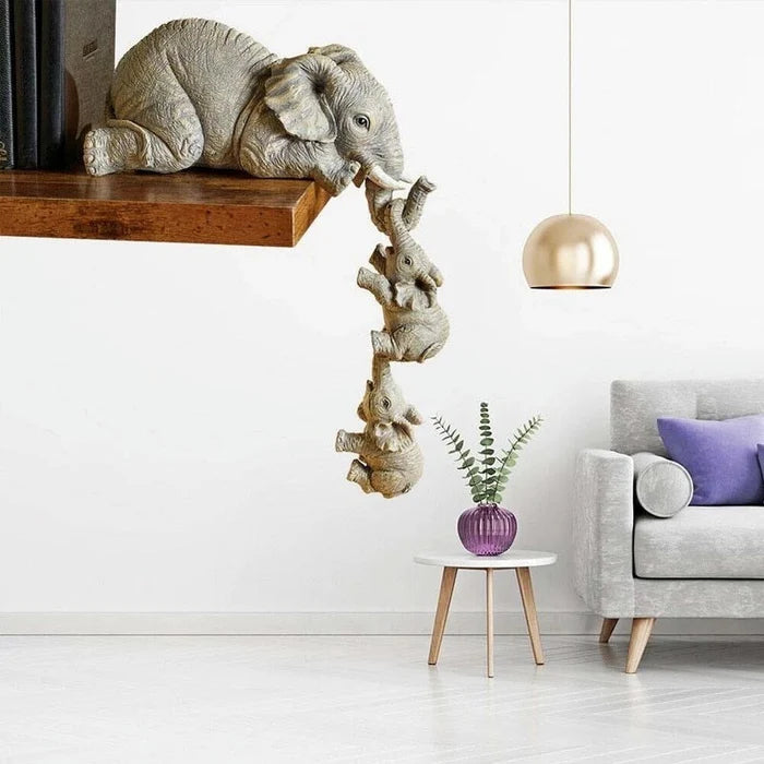 Estatuetas Família Elefante 3 Peças - Home Premium Brasil