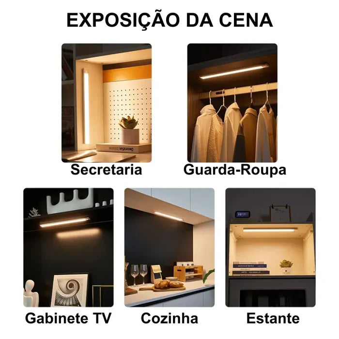 Luminária LED Fina – Sensor de Movimento e Recarregável - Home Premium Brasil