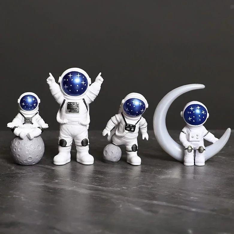 Conjunto de 4 Esculturas de Astronauta - Home Premium Brasil