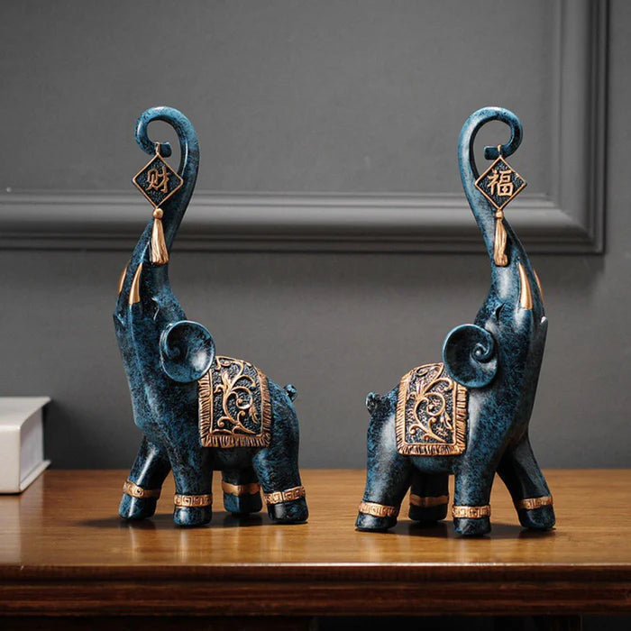 Estatuetas Elefantes Prosperidade 2 Peças - Home Premium Brasil