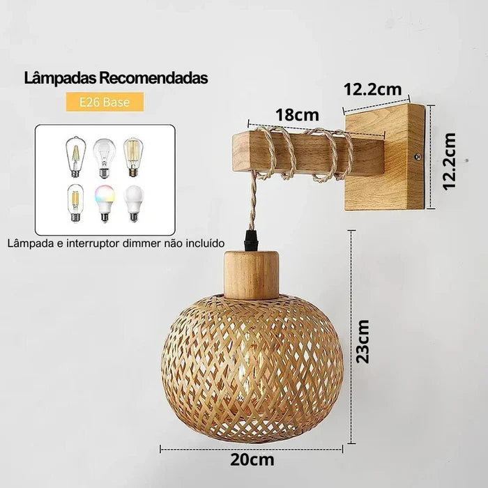 Arandela de Parede em Bambu Natural - Home Premium Brasil