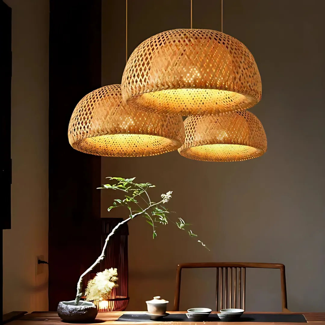 Luminária Pendente Bambu Rattan Loom - Home Premium Brasil