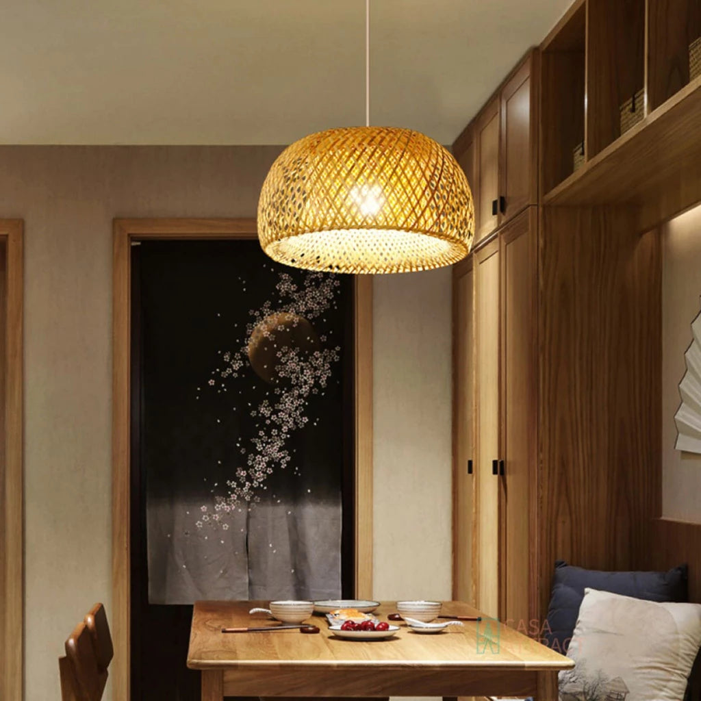 Luminária Pendente Bambu Rattan Loom - Home Premium Brasil