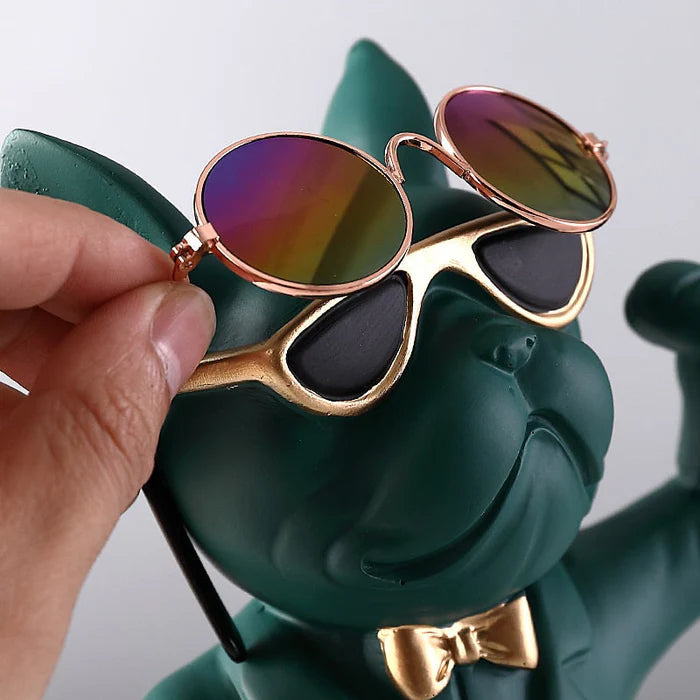 Escultura Decorativa BullDog Mordomo Suporte de Taças - Home Premium Brasil