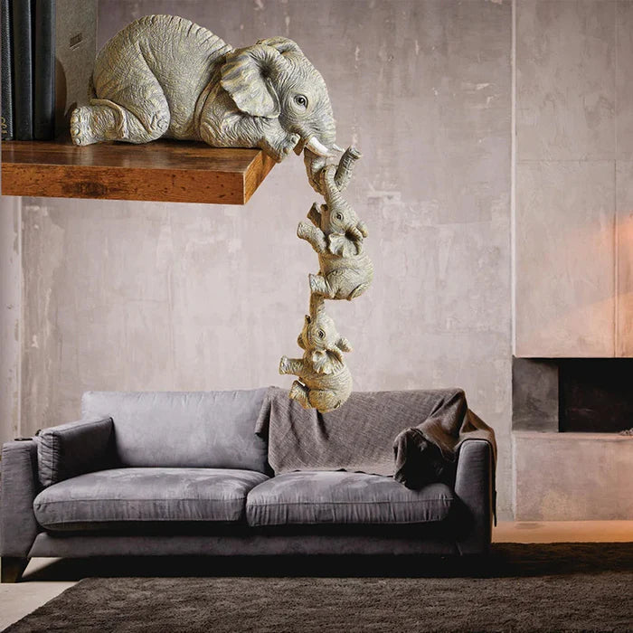 Estatuetas Família Elefante 3 Peças - Home Premium Brasil